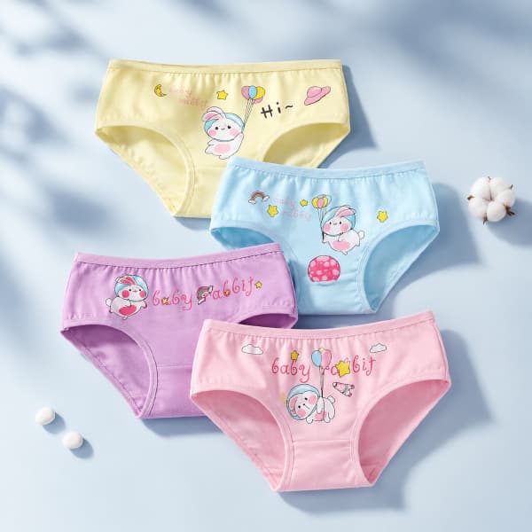 Girls' Cotton Triangle Underwear for Elementary School Students, Kids' Cotton Panties for Girls, Cross-Border Pure Cotton Underwear for Young Girls