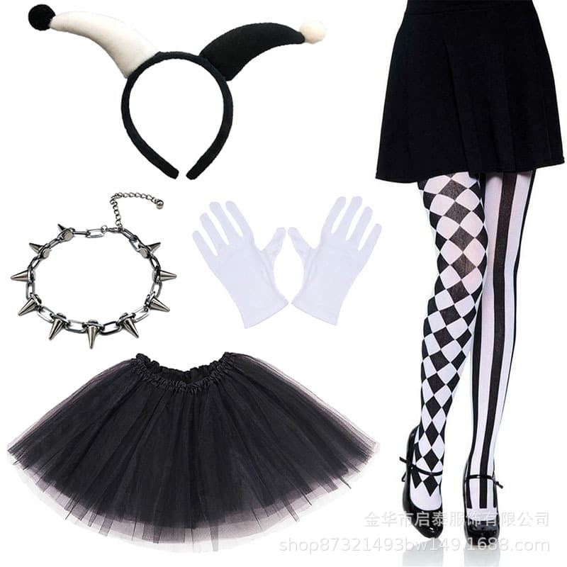 Halloween Clown Costume Cosplay Party Set Stage Performance Outfit Holiday Props