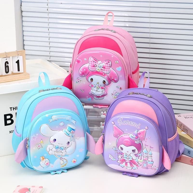 Kids Cartoon Kuromi Hard Shell Backpack Anti-Lost Backpack for Kindergarten Girls