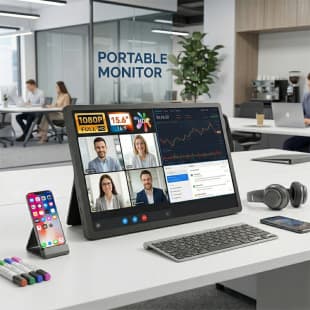 Portable Monitor, 15.6-inch Laptop External Screen, Splitter, Office Extension, Type-C