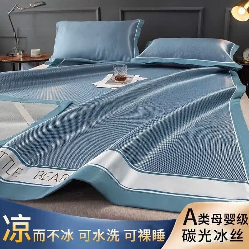 Antibacterial Ice Silk Cooling Mat Machine Washable Summer Home Use Carbon Light Single Person Student Mat Easy to Wash