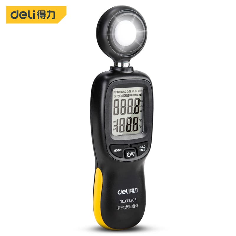 Deli Illuminance Meter High-Precision DL333204 Light Meter Illuminance & Luminance Tester Photometer