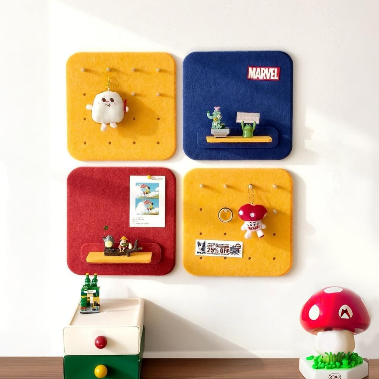 Hole board photo wall felt version wall decoration background wall message board photo wall display message dormitory note
