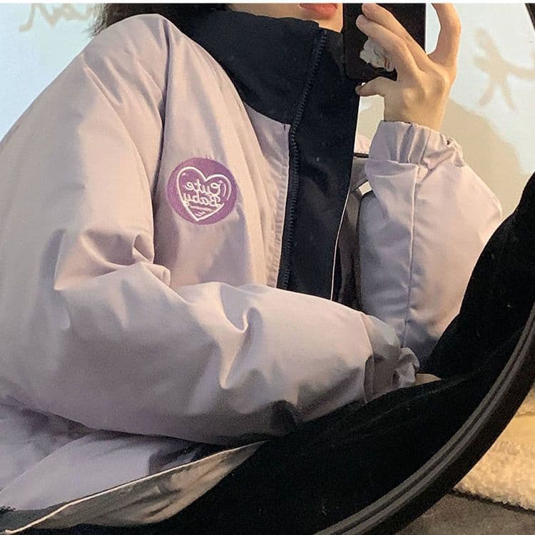Winter Reversible Cotton Jacket for Women Students, Korean Style Loose Versatile Retro Hong Kong Style New Thick Cotton Coat Trendy