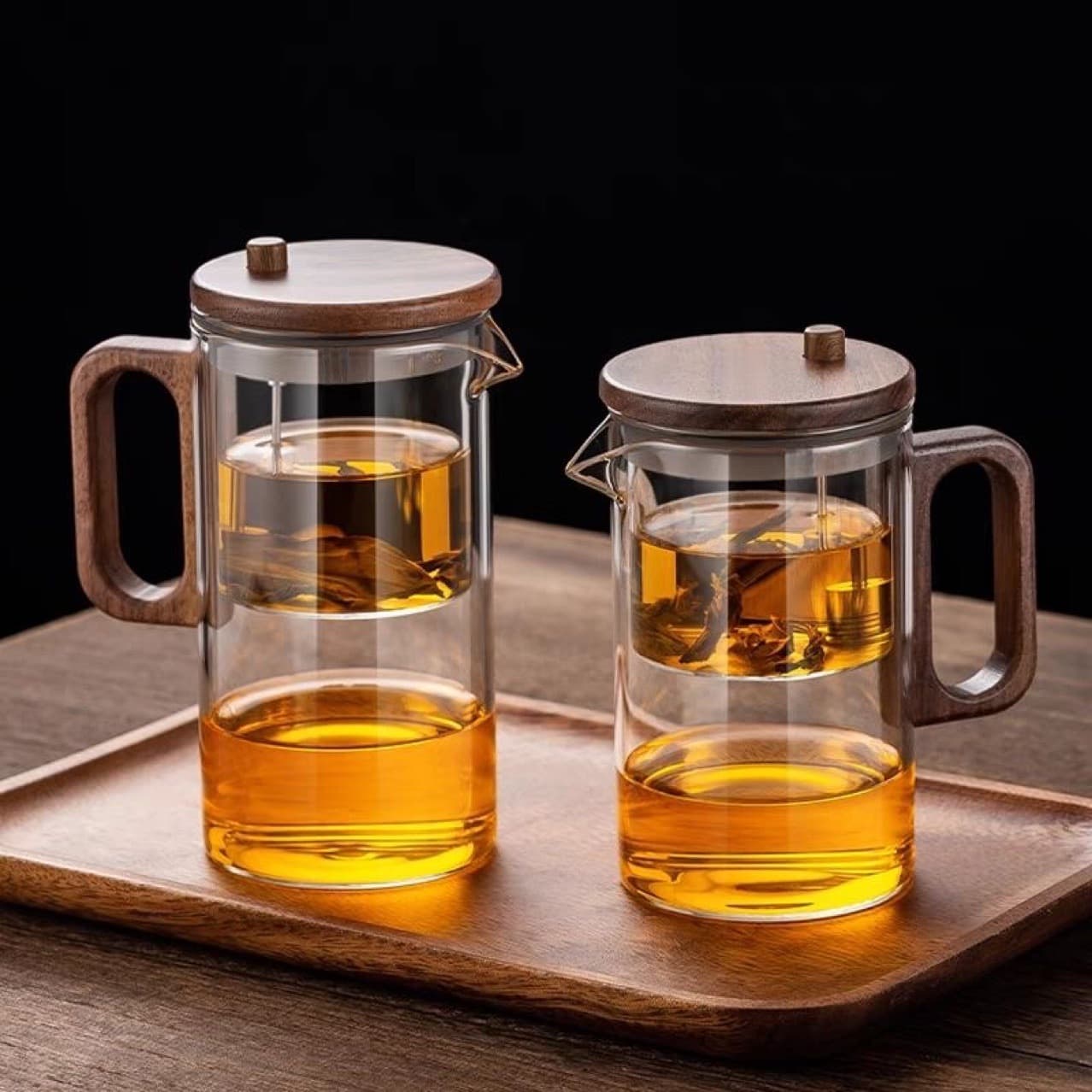 Tea Strainer Cup with Magnetic Separation, Office and Home Wooden Handle Tea Set