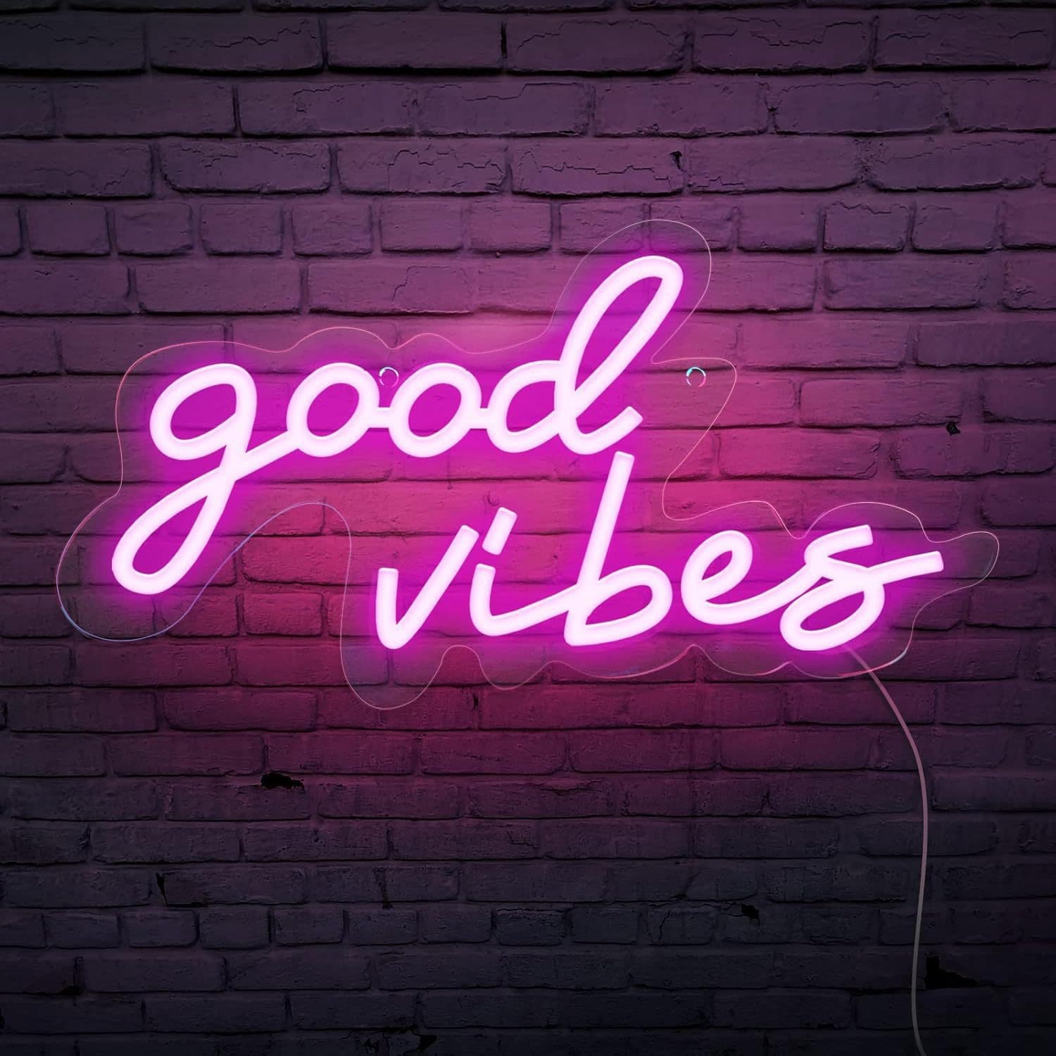 Simple Personality Good Vibes Letter Neon Light Acrylic Creative Wall Lamp Dormitory Home Atmosphere Decoration
