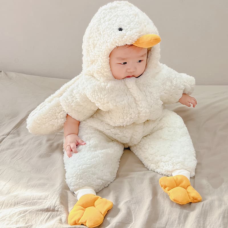 Autumn Winter Baby Romper Suit Newborn Baby Set Lamb Velvet Sleep Bag Ocean Star Bottom Wrap White Goose Baby Clothing