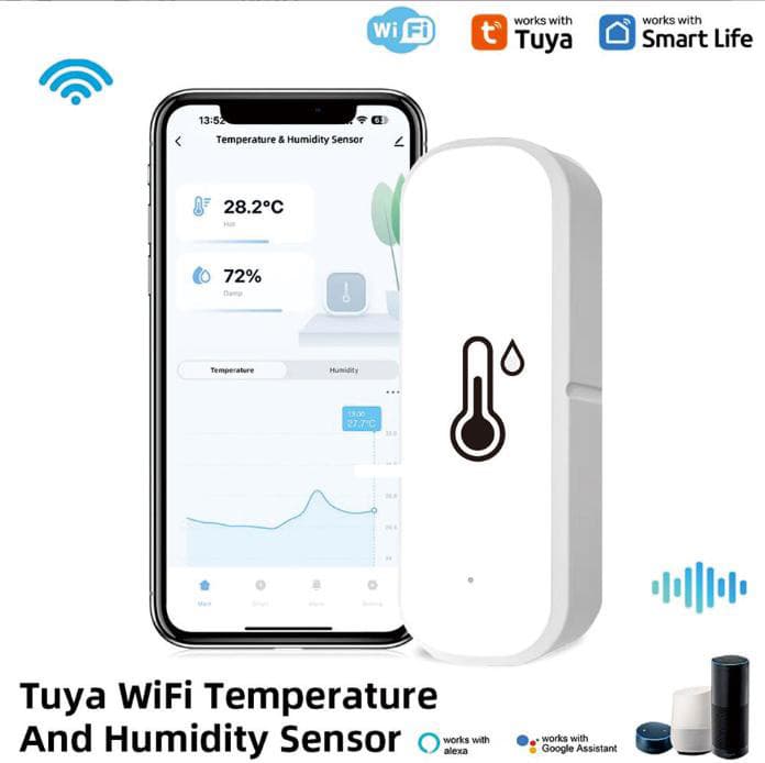 Tuya Smart WiFi Smart Electronic Thermometer Hygrometer APP Display Indoor Home Wireless Temperature and Humidity Sensor