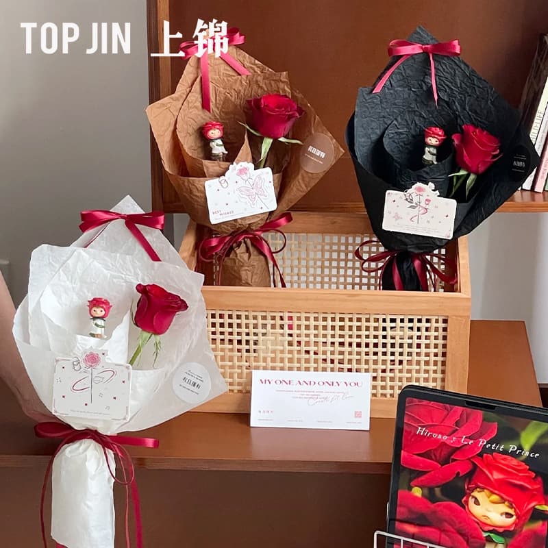 Shangjin Xuenai Hand-Crushed Paper Romantic Red Rose Wrapping Paper Fresh Flower DIY Rose Little Prince Accessories Floral Art Materials