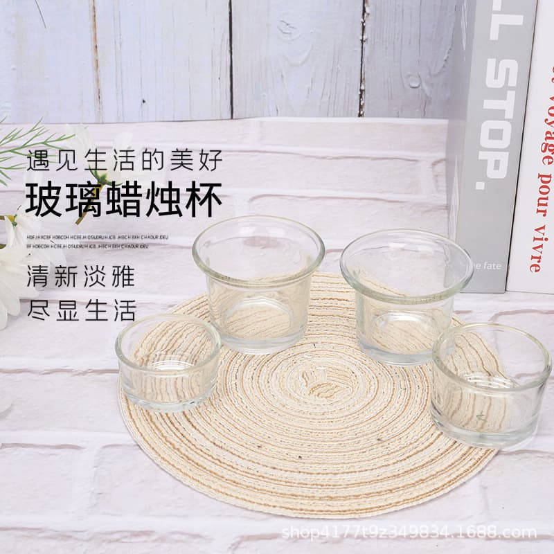 Wholesale glass candle holder transparent Chinese candle cup butter lamp small candle container wedding decoration aromatherapy paste cup