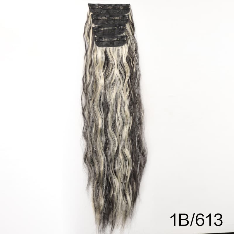 Women's Long Curly Hair Extension Clip Set 4-Piece Synthetic Hair Water Wave Curly Hair Topper