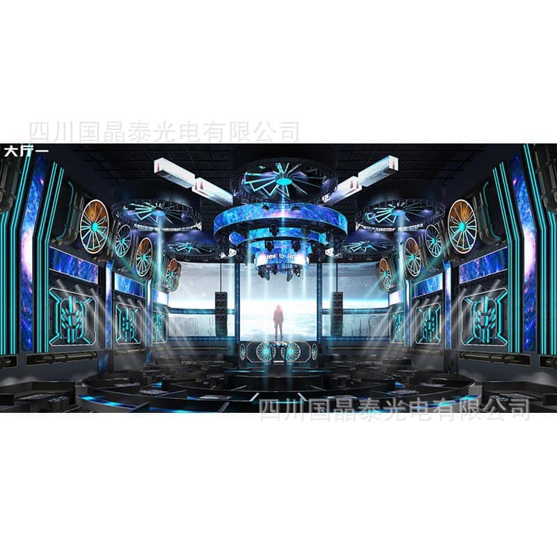 Bar KTV disco decoration wallpaper tech-inspired faux luminous mural club LED display
