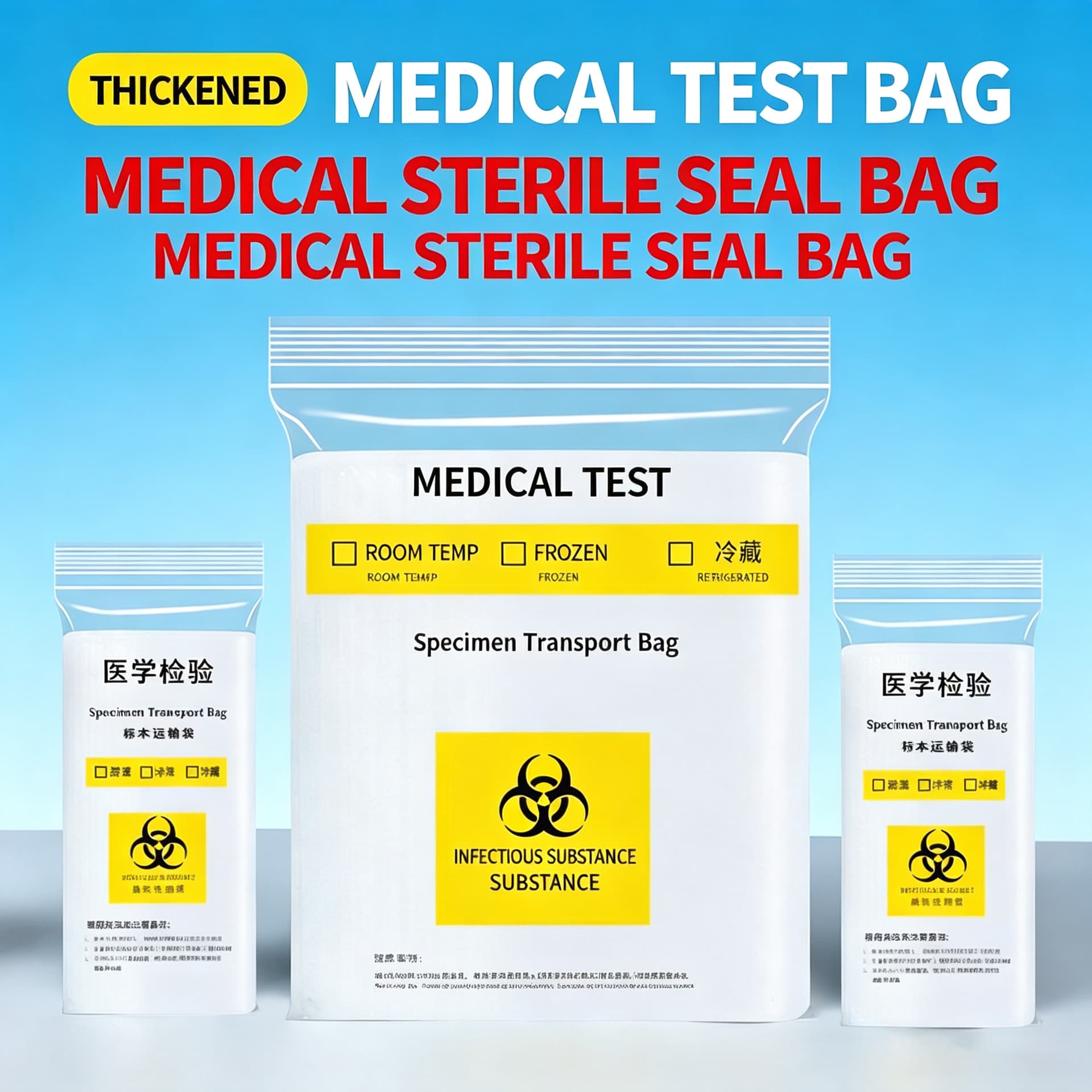 Custom Lab Test PE Ziplock Bags | Medical Biological Use