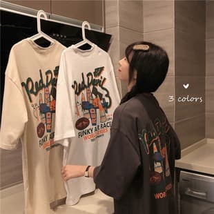 2025 New Printed Korean Loose Short Sleeve T-Shirt for Women Summer Inner Layer Plus Size Spring Top Ins Style