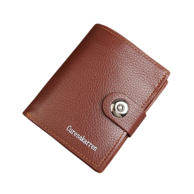Men's Short Wallet with Magnetic Snap, Zipper and Open Top, Fashionable Soft PU Leather, Wholesale Source