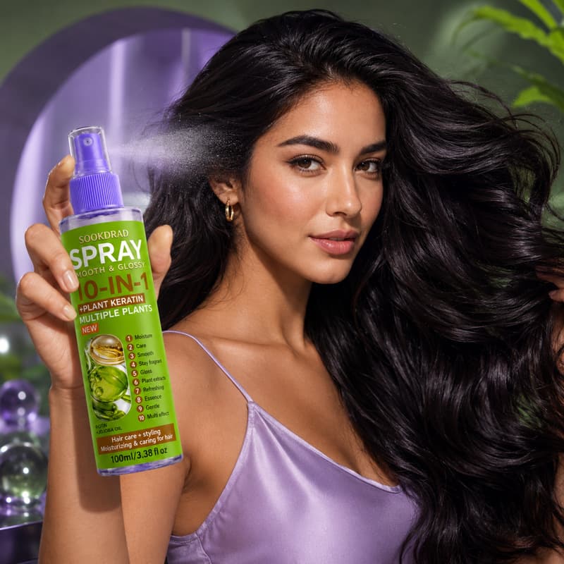 Cross-border Ten-in-One Plant Keratin Hair Care Spray Moisturizing Shine Multi-Effect Hair Styling Spray TEMU