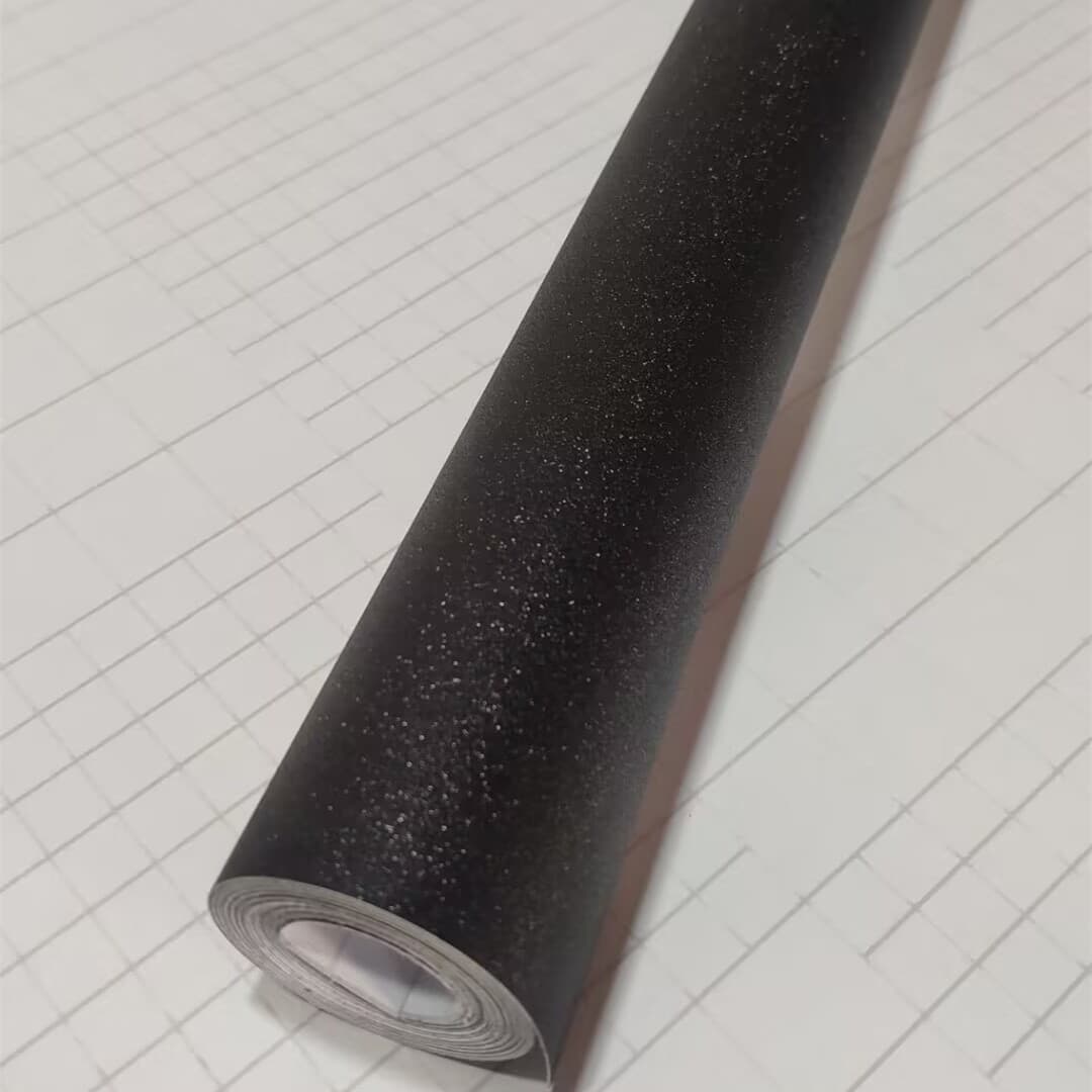 Sparkle Black Car Wrap, Crocodile Texture Black Film for Cars 30x300cm, Matte Film with Pearl Sparkle Black