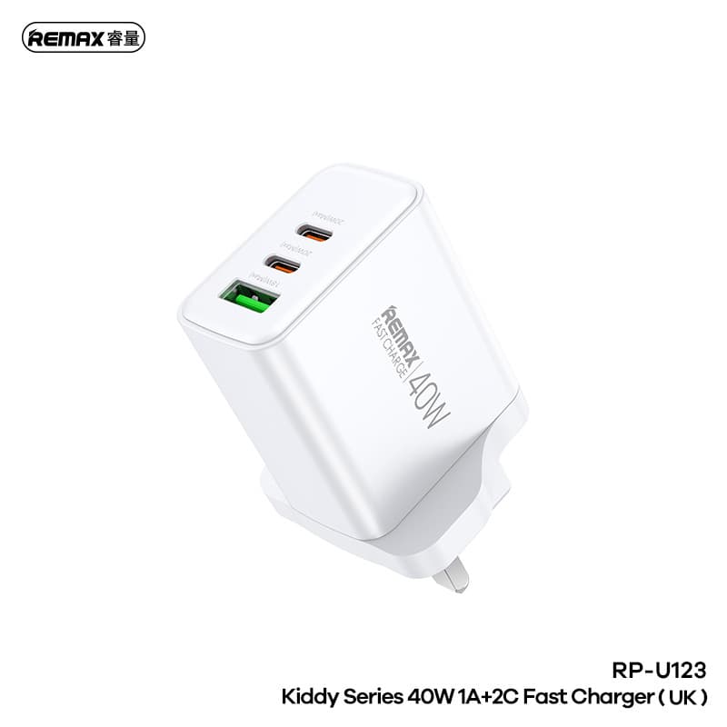 Remax Cross-Border Phone Charger 40W Fast Charging Head USB + Type-C Multi-Port Charger EU/US/UK Plug