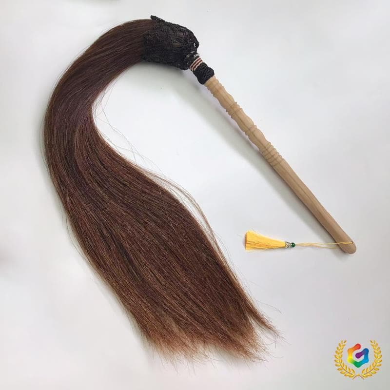 Wudang genuine horsehair duster peach wood handle rope duster Tai Chi horsehair dust-whisk Taoist cloud display Taiyi dust-whisk Taoist