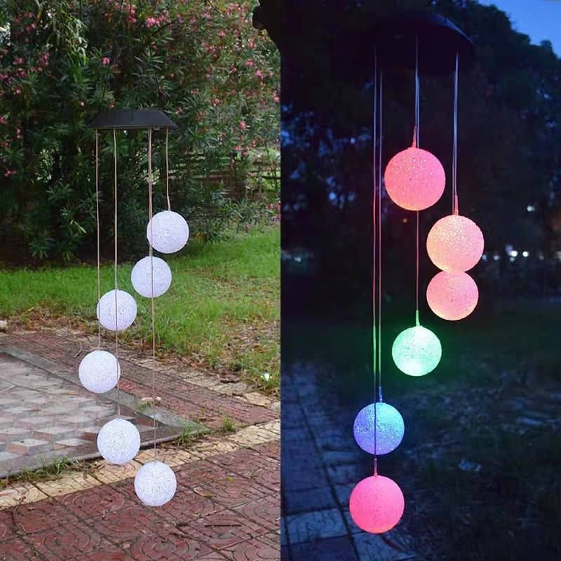 Solar Wind Chime Light, Balcony Patio Decorative Hanging Lamp, Outdoor Waterproof, Granular Ball and Other Landscape Decorative Lights