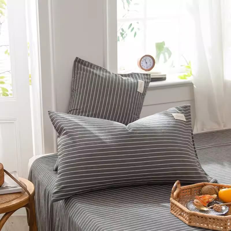 Class A Korean Style Washed Cotton Pillowcase Pair 48x74 Solid Color Student Dorm Pillow Core Single Pillowcase 40x60