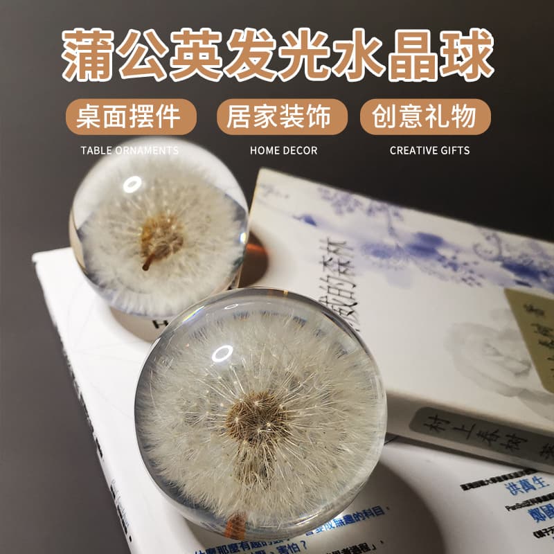 Dandelion daisy specimen immortal flower resin crystal ball entrance ornament creative home holiday Christmas gift