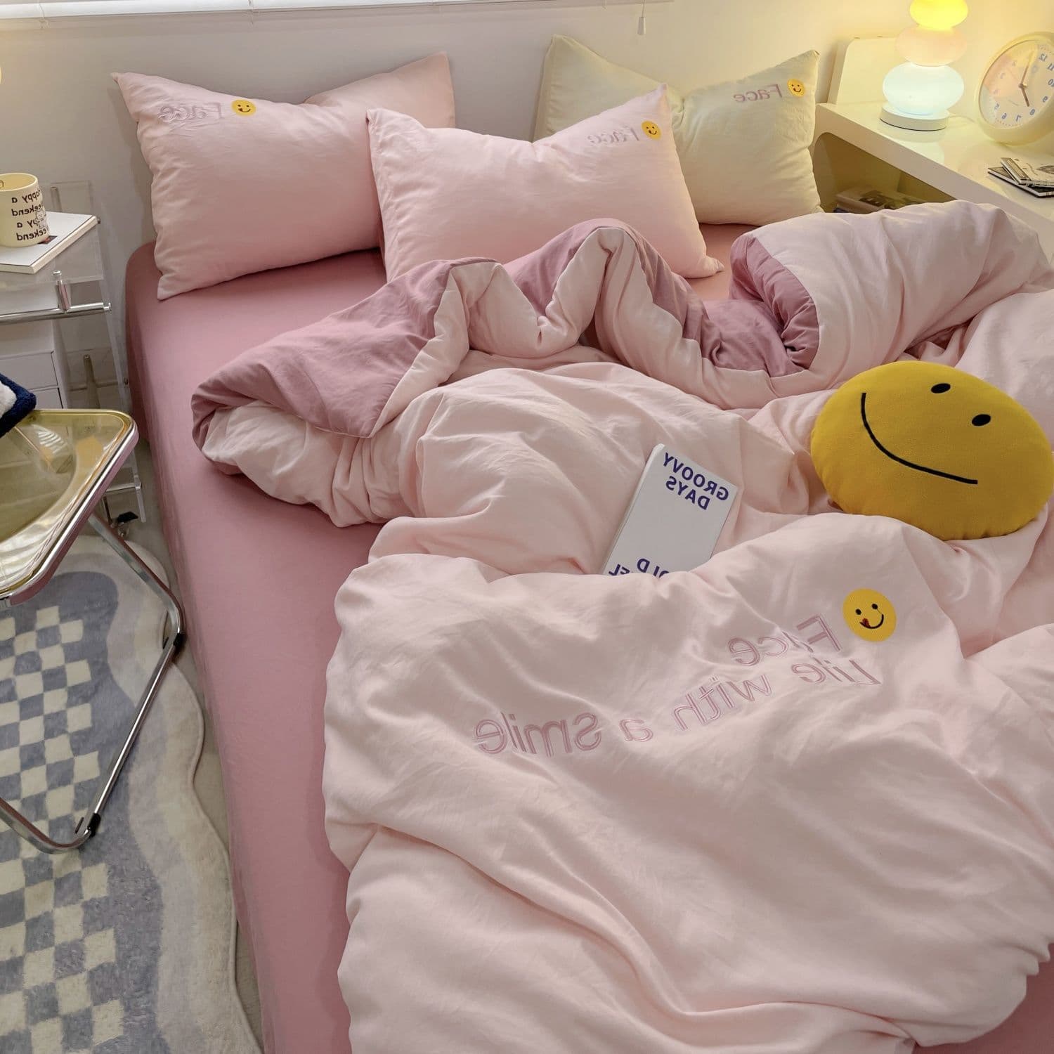 Class A Mother & Baby Grade Embroidered Ultra-Soft Thick Brushed Four-Piece Bedding Set, Fitted Sheet, Dormitory Three-Piece Bed Sheet Set