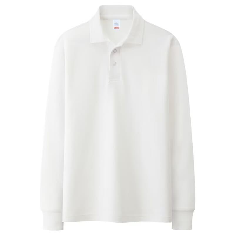 Men's Long Sleeve Polo Shirt Solid Color Pique Slim Fit Collared Base Layer T-Shirt with Collar
