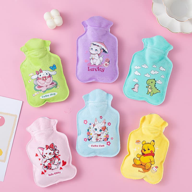 Cartoon plush hot water bottles, student burst-proof hand warmers with double-layer thickened fleece