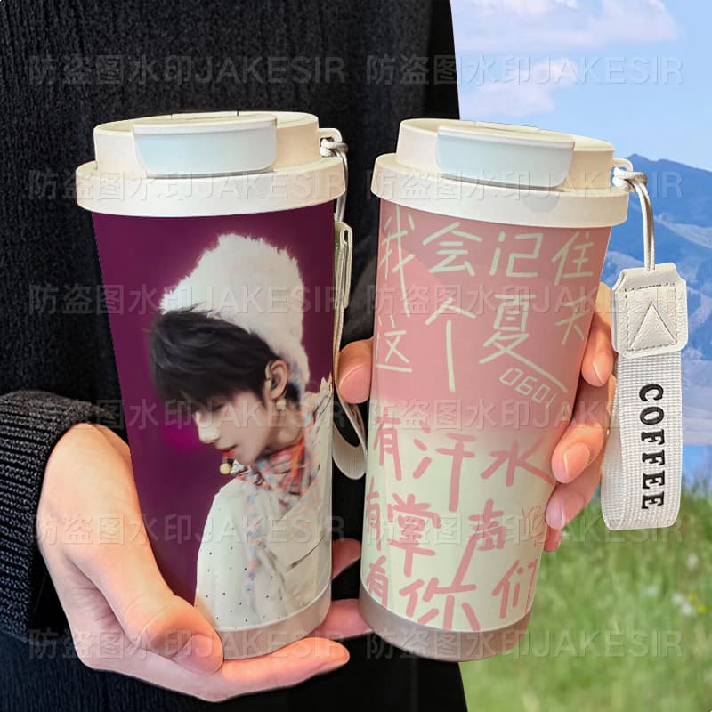 Yan Yang Bowen Cute Insulated Cup 316 Stainless Steel Large Capacity Straw Water Bottle Car Coffee Cup for Men and Women