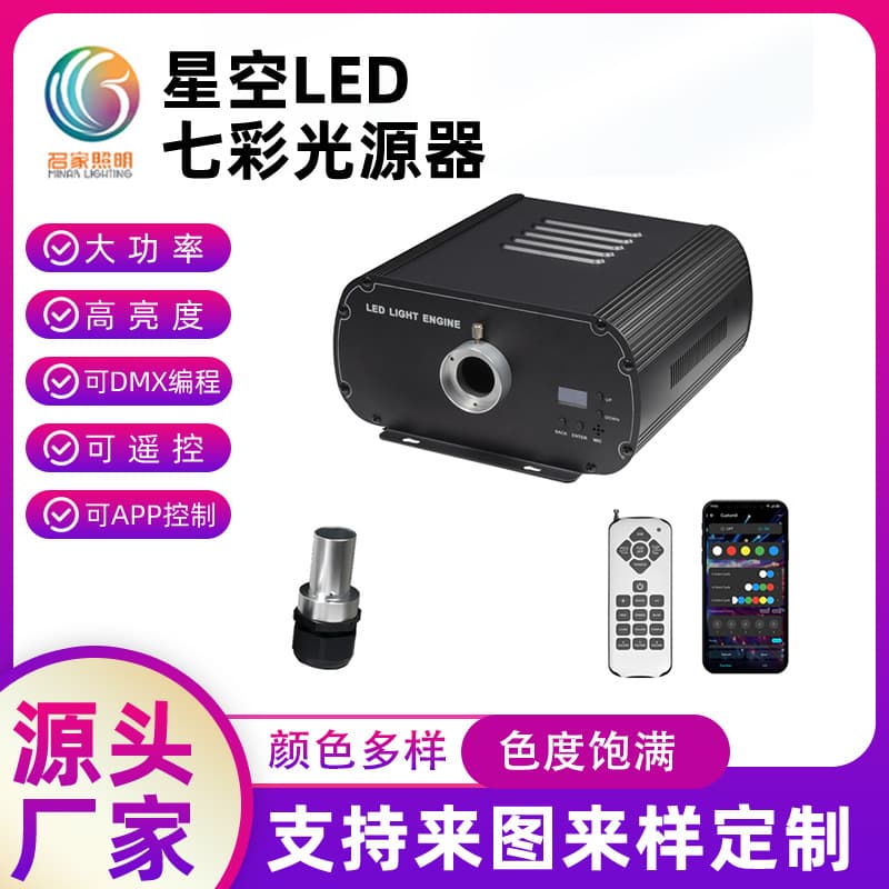 130W Large LED Fiber Optic Machine Starry Sky Light Source, Programmable Car Ceiling/Bedroom Ceiling, Six-Color Starry Sky Customization