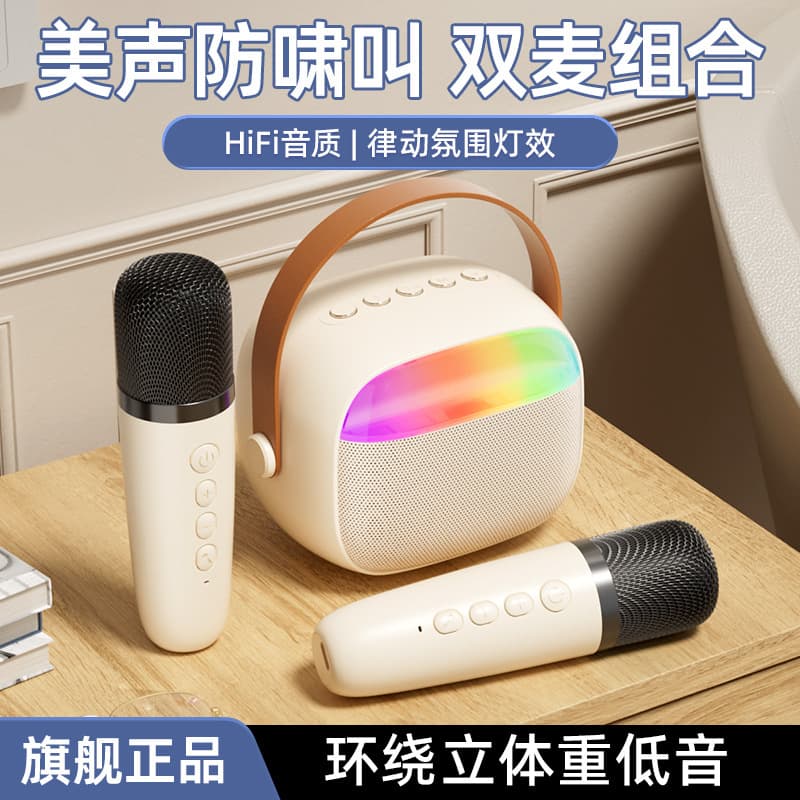K30 Wireless Bluetooth Karaoke Speaker with Light, Detachable Microphone, Outdoor Kids Home KTV Set
