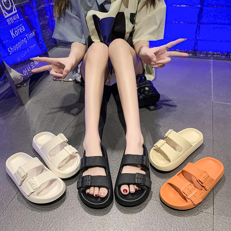 Spring and Summer Hot Sale Double-Buckle Slide Sandals for Men and Women, Non-Slip, Versatile, Indoor and Outdoor Wear, Casual Open-Toe Slippers