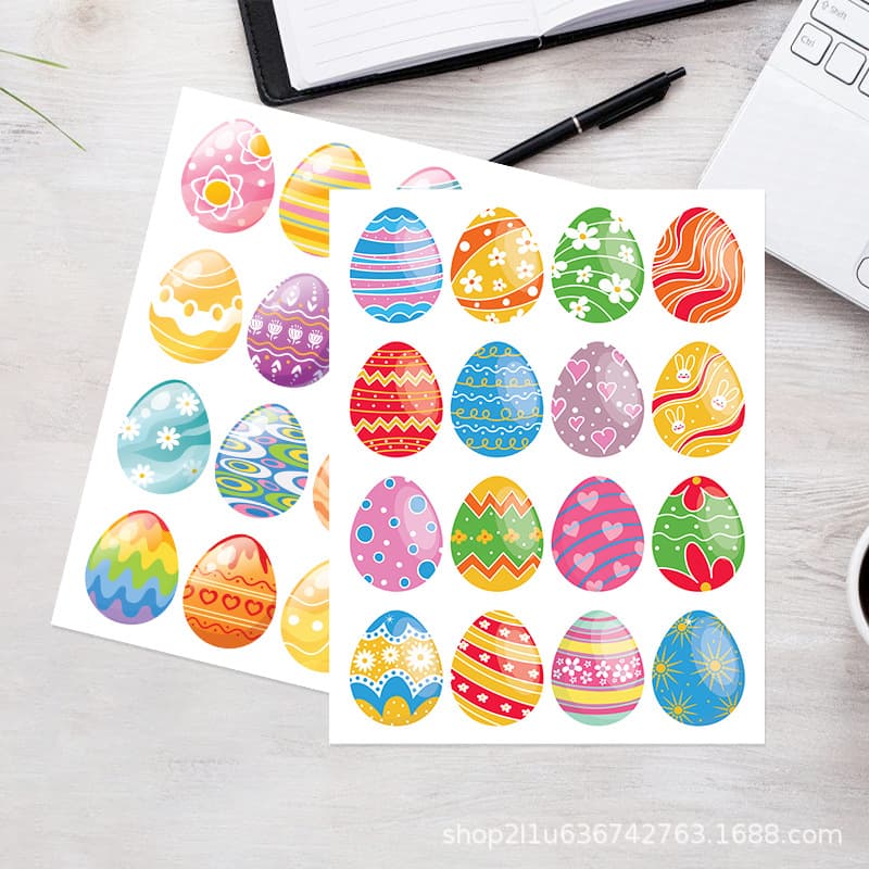 New oval egg cute rabbit Easter egg theme sticker holiday gift decoration sticker