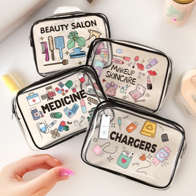 Cosmetic Storage Bag Travel Storage Bag Waterproof Cosmetic Bag Transparent Cosmetic Bag New Printed PVC Data Cable