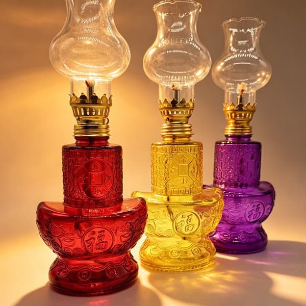 Old-fashioned large-capacity butter lamp kerosene lamp glass candlestick festive wedding housewarming new home crystal props windproof