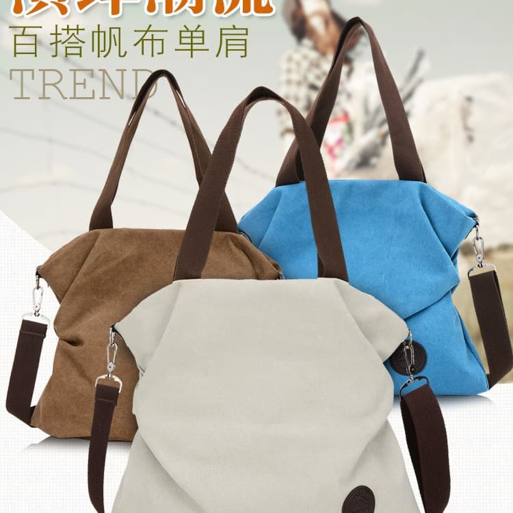 Canvas Bag 2023 New Women's Shoulder Bag Handbag Korean Style Trendy Bag Casual Large Bag Simple Fashion Women's Bag