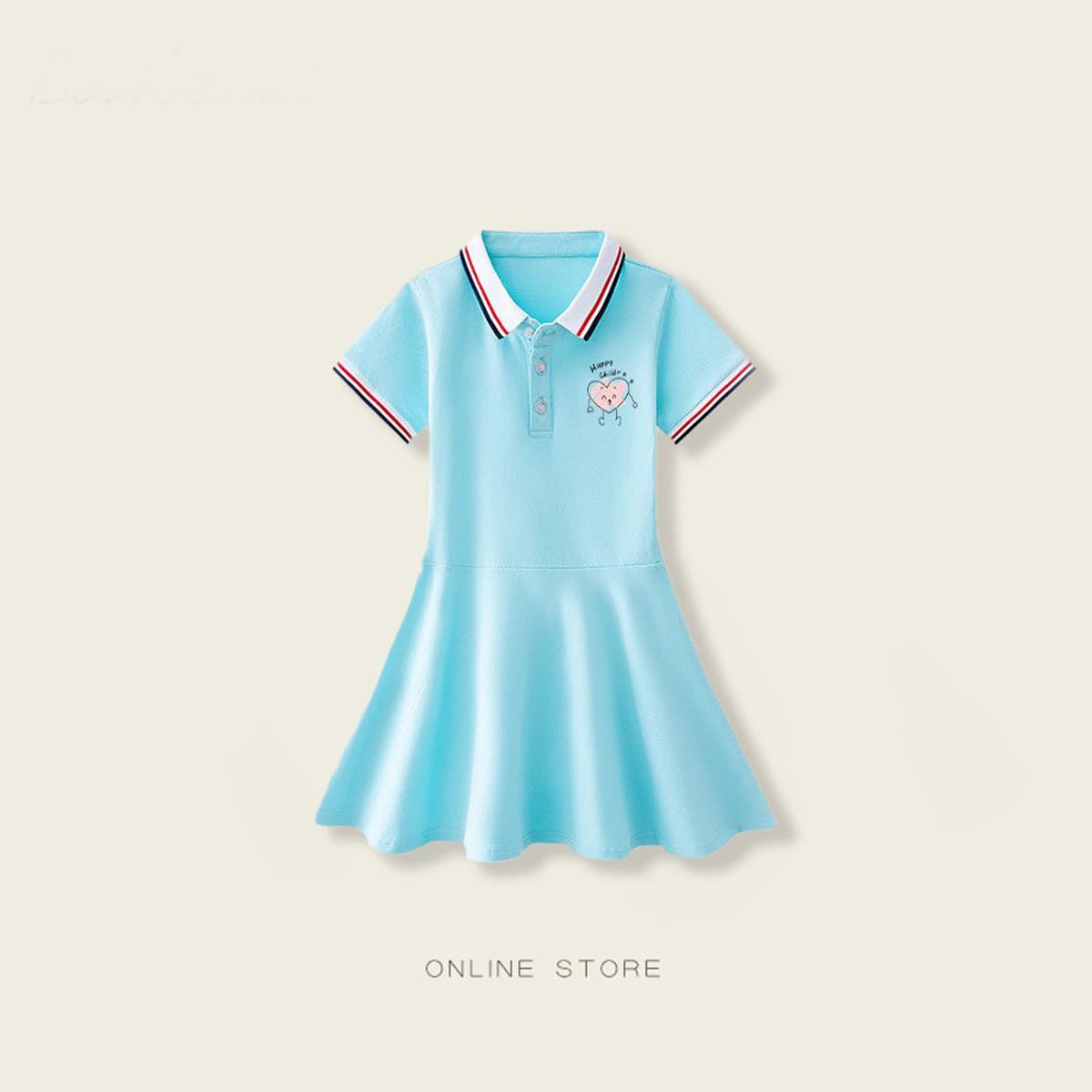 Girls' Internet Celebrity Dress Summer 2024 New Children's Skirt Girls Medium and Large Kids Polo Princess Dress