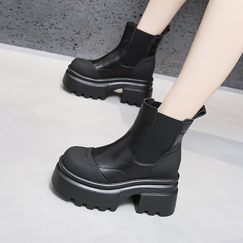Martin Boots Women 2026 Autumn Winter New Versatile Chimney Boots Inner Height Increase Women's Shoes Thick Sole Mid Calf Slim Boots Short Boots