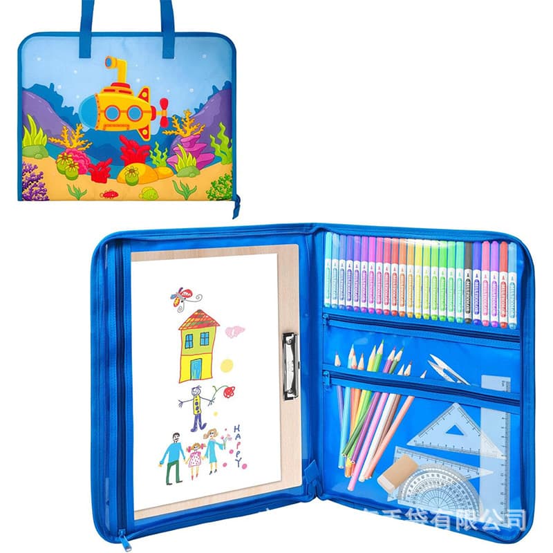Children's Art Portfolio Combination Handbag - Portable Cartoon Bag for Drawing and Brush Storage