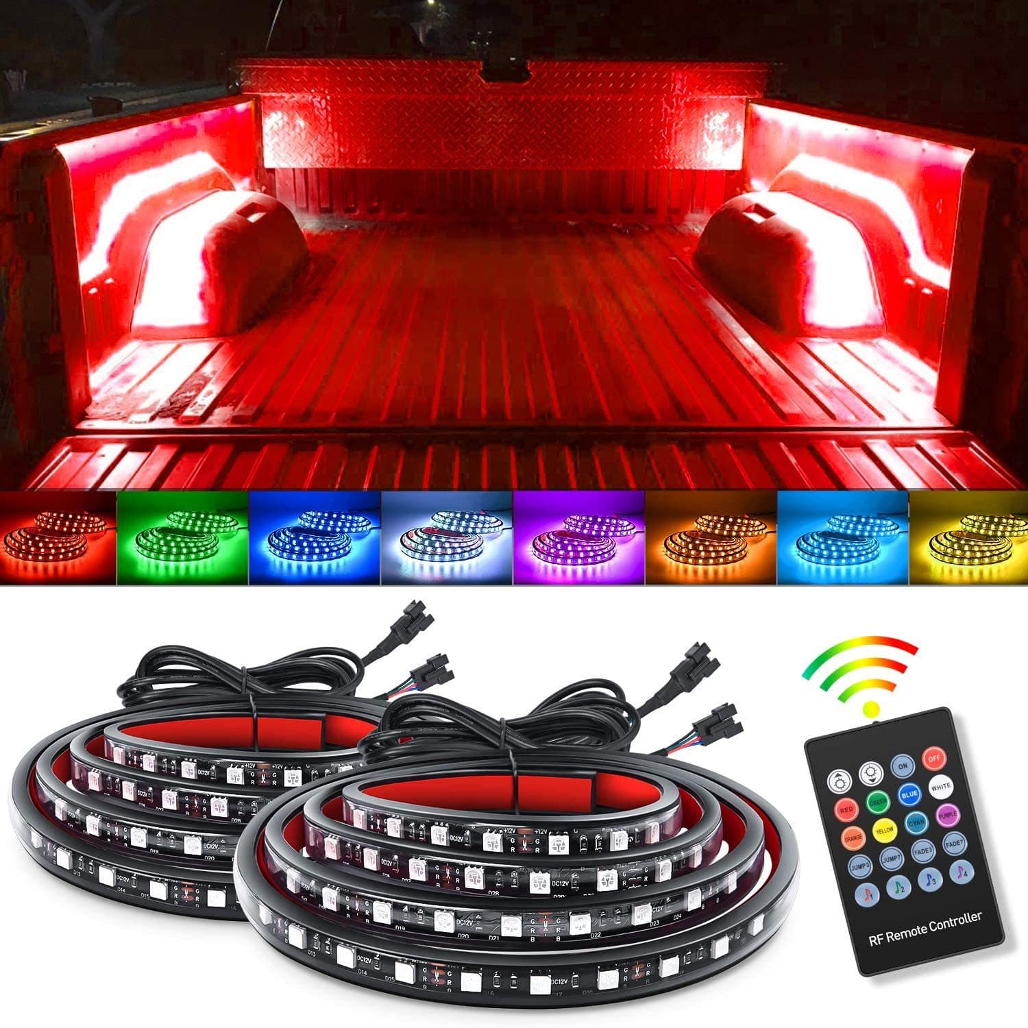 RGB pickup truck trunk light bar, one for two, trunk lighting, no modification required, LED pickup truck trunk light bar