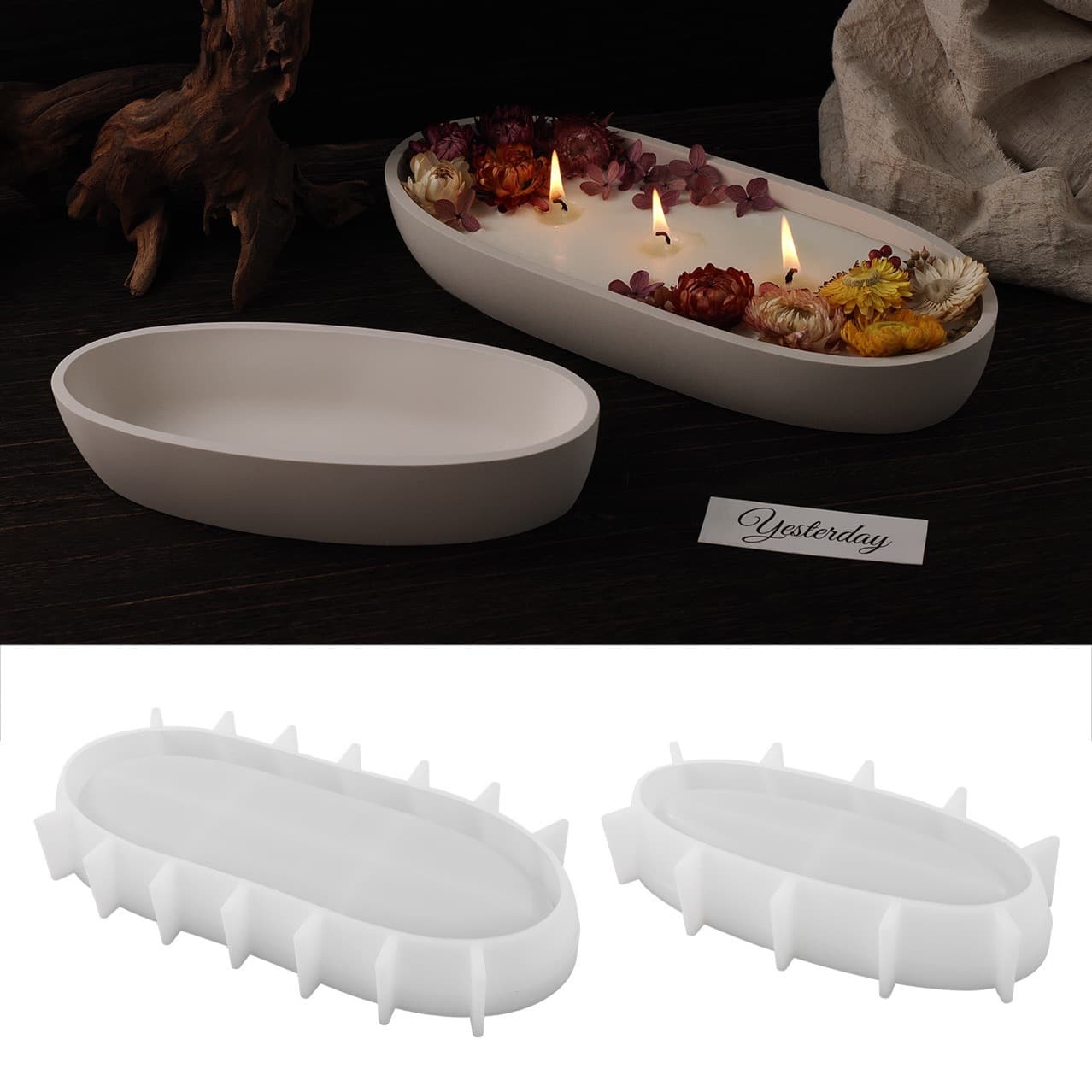 Barbara Large and Small Boat Silicone Mold Oval Scented Candle Boat Silicone Mold Large Bowl Tray Storage