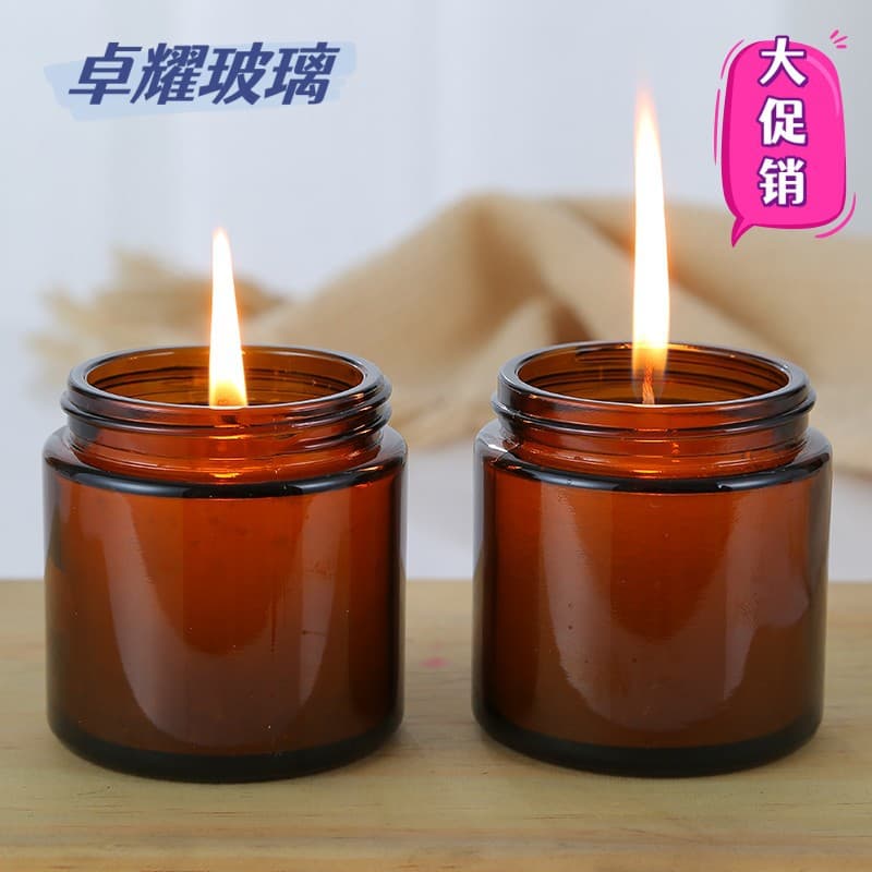 Wholesale Colorful Tea Glass Candle Holder with Lid Aromatherapy Candle Jar Large Mouth Candle Glass Empty Bottle Decorative Ornaments