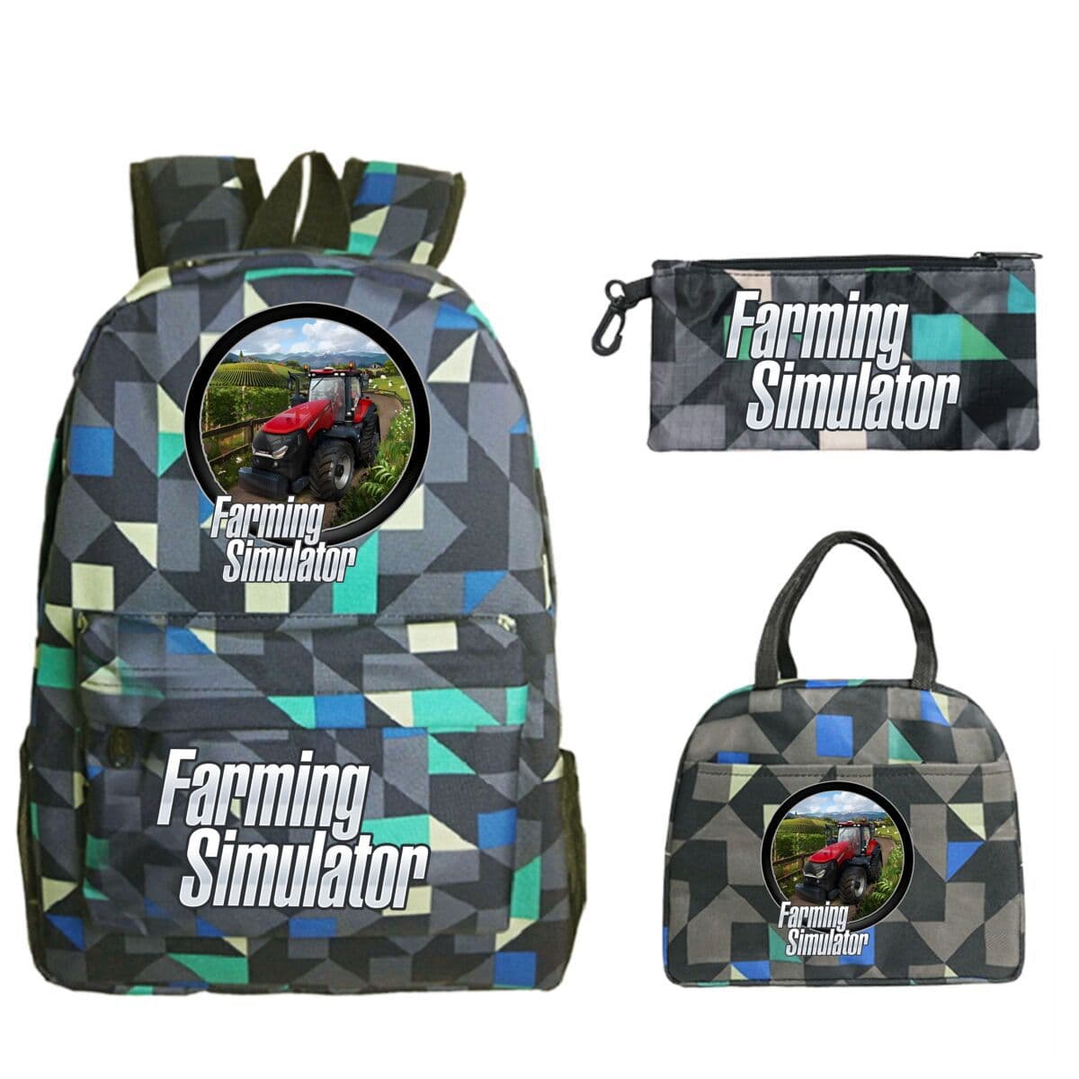 Farming Simulator Game Merchandise Printed Kids Backpack Set Cross-border Casual Student Backpack