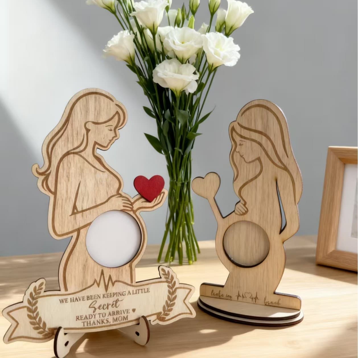 New Cross-Border Baby Birth Commemorative Wooden Stand, Pregnancy Ultrasound Photo Holder Keepsake