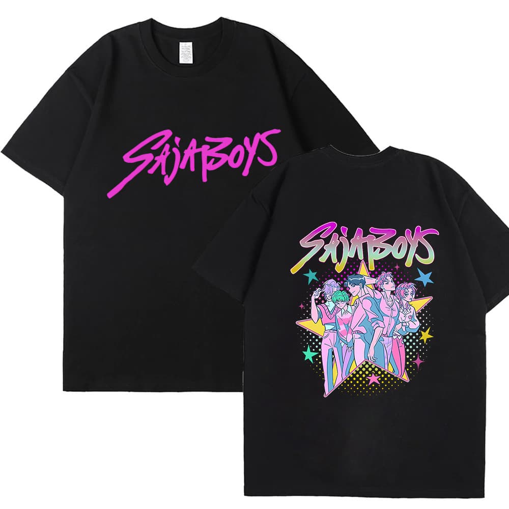 2025 New Korean Drama Kpop Girl Group Saja Boys Double-Sided Print Short Sleeve T-Shirt Loose Fit for Men and Women