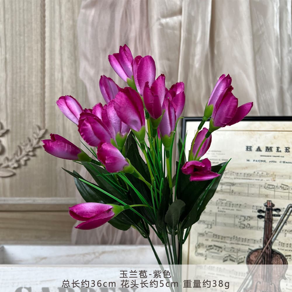 Magnolia Bud Artificial Flower Bouquet Handmade Wedding Flowers Silk Wedding Scene Decoration Floor Arrangement