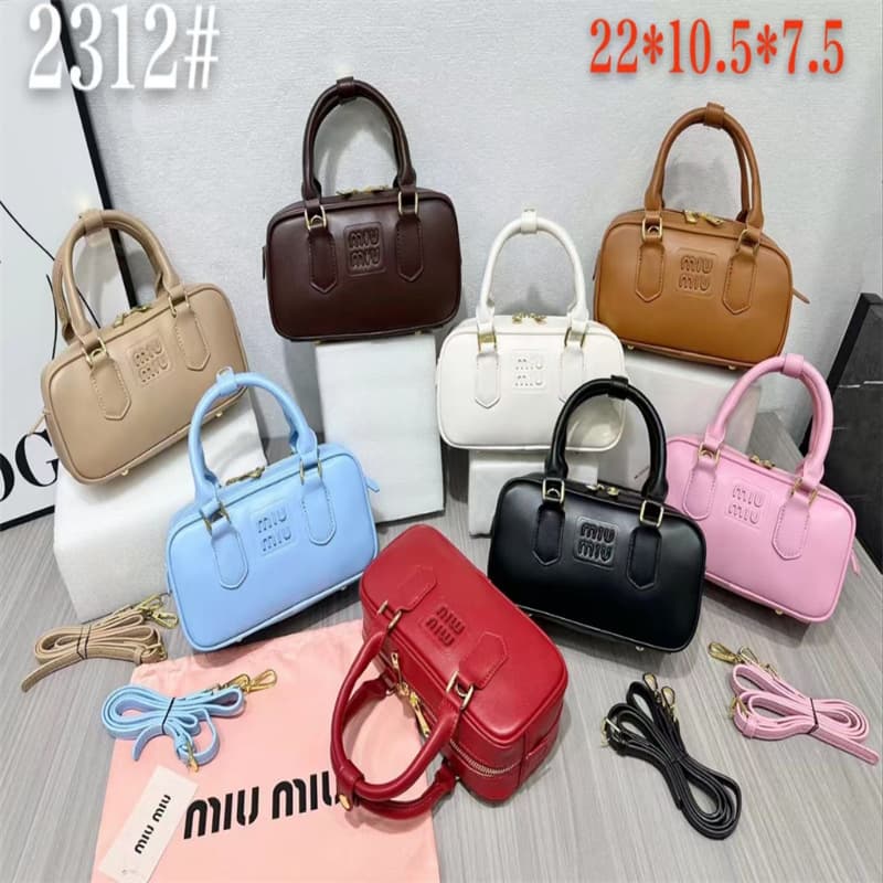 miu Briefcase Bowling Bag Women's Bag Fashion Versatile Boston Pillow Bag Large Capacity Handbag Crossbody Bag Commute
