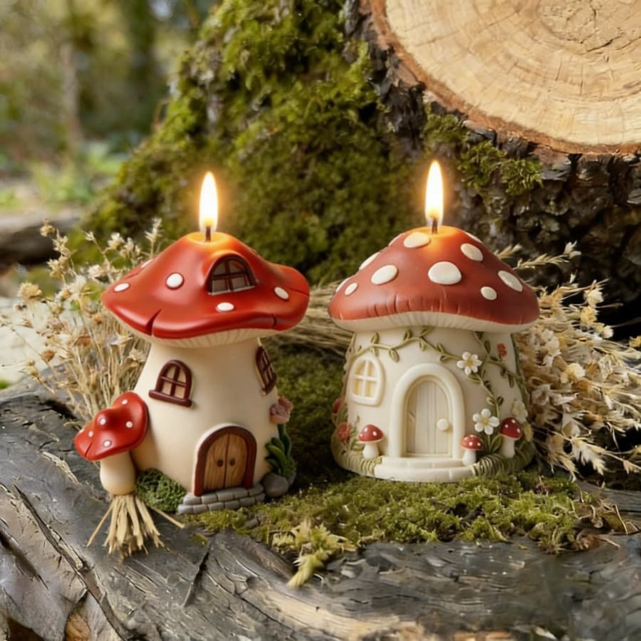 Resin Silicone Mold 2 Mushroom Hut Cup Mold DIY Aromatherapy Candle Gypsum Epoxy Resin Casting Mold