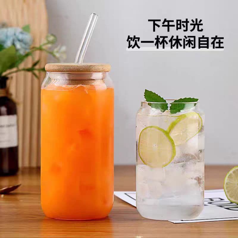 Transparent high borosilicate glass Coke cup girls water cup household juice cold drink cup single layer straw cup